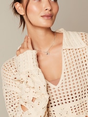 Ecru White Polo Neck Long Sleeve Crochet Scalloped Detail Jumper - Image 4 of 6