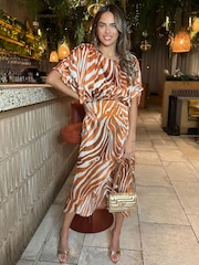 AX Paris Printed Batwing Top Wrap Skirt Midi Dress - Image 1 of 4