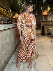 AX Paris Printed Batwing Top Wrap Skirt Midi Dress - Image 2 of 4