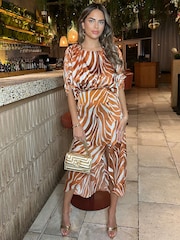 AX Paris Printed Batwing Top Wrap Skirt Midi Dress - Image 4 of 4