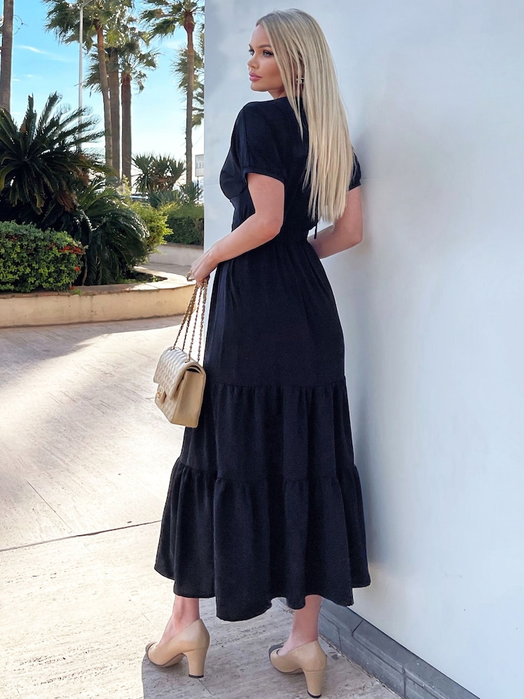 AX Paris Black Twist Front Maxi Smock Dress - Image 2 of 4 AX Paris Black Twist Front Maxi Smock Dress - Image 2 of 4
