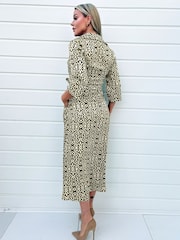 AX Paris Green Print Shirt Midi Dress - Image 2 of 4