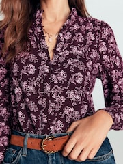Boden Brown Isla Funnel Neck Button Blouse - Image 2 of 6
