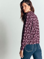 Boden Brown Isla Funnel Neck Button Blouse - Image 3 of 6