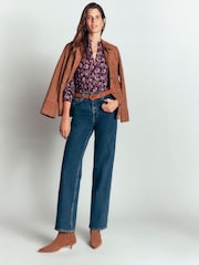 Boden Brown Isla Funnel Neck Button Blouse - Image 5 of 6