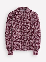 Boden Brown Isla Funnel Neck Button Blouse - Image 6 of 6