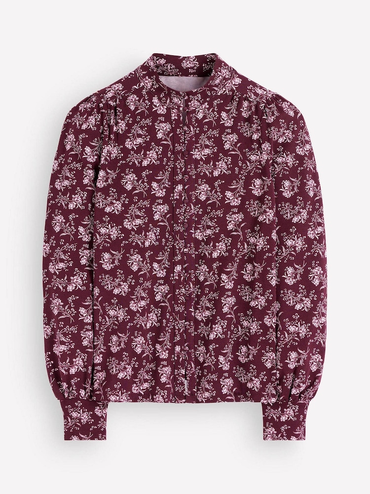 Boden Brown Isla Funnel Neck Button Blouse - Image 6 of 6 Boden Brown Isla Funnel Neck Button Blouse - Image 6 of 6