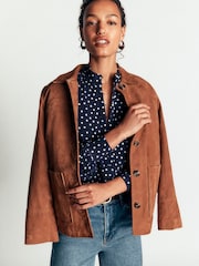 Boden Blue Isla Funnel Neck Button Blouse - Image 1 of 4