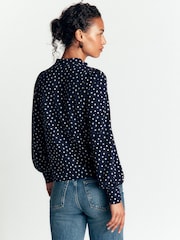 Boden Blue Isla Funnel Neck Button Blouse - Image 3 of 4