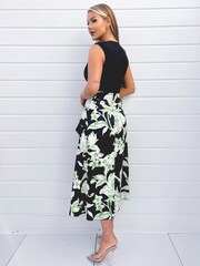 AX Paris Green Multi Floral 2-In-1 Frill Split Midi Dress - Image 2 of 4