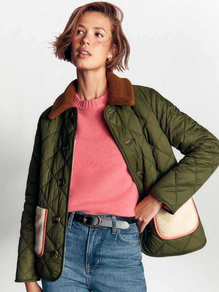 Verde - Boden Reversible Borg Mix Coat - Immagine 1 di 6 Verde - Boden Reversible Borg Mix Coat - Immagine 1 di 6