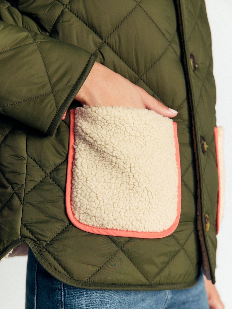 Verde - Boden Reversible Borg Mix Coat - Immagine 2 di 6 Verde - Boden Reversible Borg Mix Coat - Immagine 2 di 6