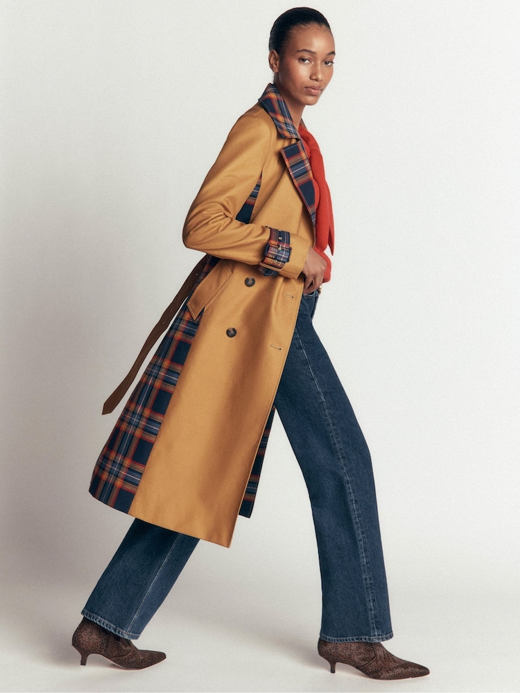 Boden Brown Double Breasted Trench Coat - Image 2 of 7