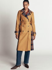 Boden Brown Double Breasted Trench Coat - Image 5 of 7