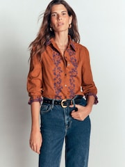 Boden Brown Violet Cotton Top - Image 1 of 6