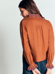 Boden Brown Violet Cotton Top - Image 3 of 6