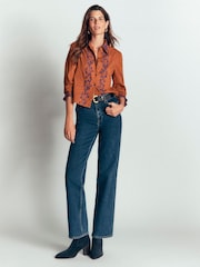 Boden Brown Violet Cotton Top - Image 4 of 6