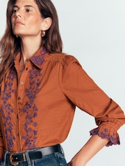 Boden Brown Violet Cotton Top - Image 5 of 6