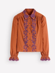 Boden Brown Violet Cotton Top - Image 6 of 6