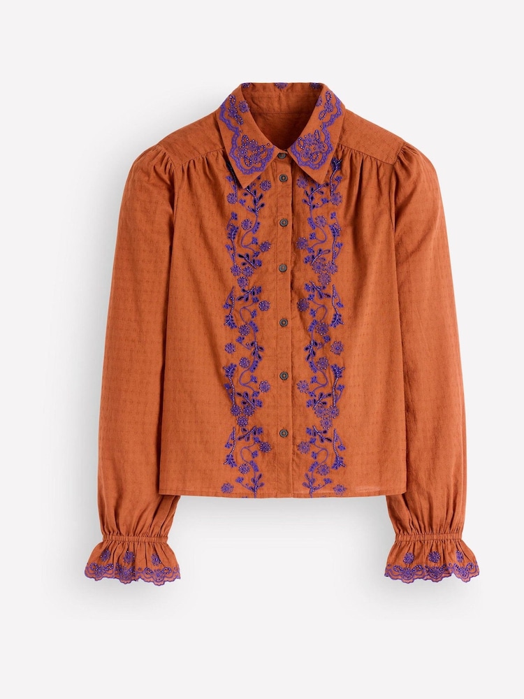 Boden Brown Violet Cotton Top - Image 6 of 6 Boden Brown Violet Cotton Top - Image 6 of 6