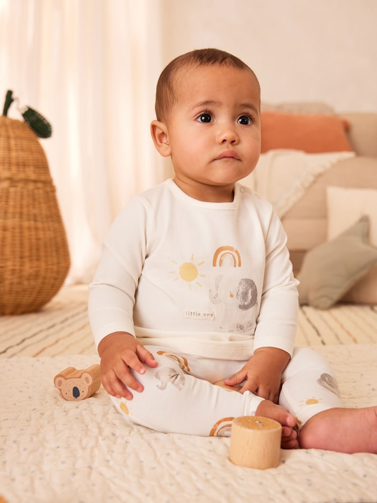Cream Elephant Baby 100% Cotton Top And Leggings Set (0mths-2yrs) - Image 1 of 12