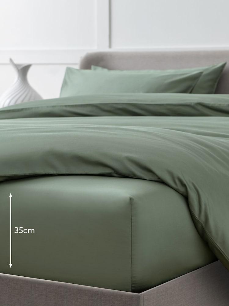 Sage Green Collection Luxe 400 Thread Count 100% Egyptian Deep Fitted Cotton Sateen Sheet - Image 2 of 2