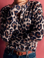 Boden Brown Kat Brushed Cashmere Cardigan - Image 4 of 6