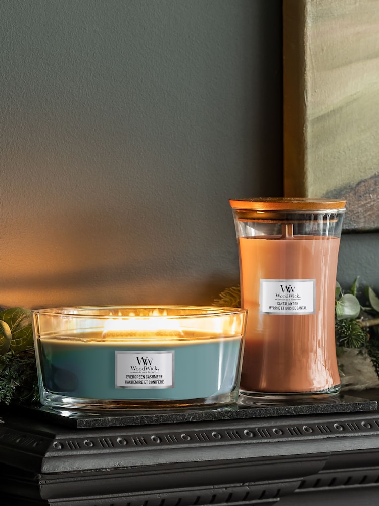 Woodwick Blue Ellipse Evergreen Cashmere Scented Jar Candle - Image 3 of 3