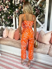 AX Paris Blood Orange Animal Print V-Neck Jumpsuit - Image 2 of 4