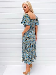 AX Paris Multi Ditzy Printed Flutter Sleeve Midi Dress - Image 3 of 4