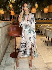 AX Paris Printed Batwing Top Wrap Skirt Midi Dress - Image 1 of 4
