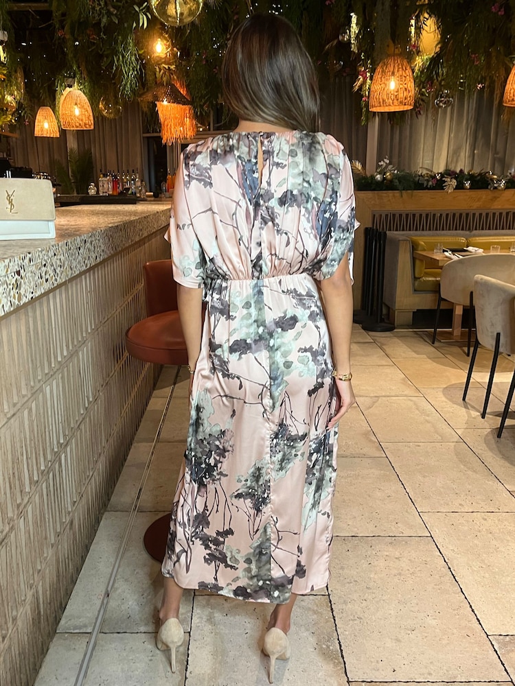 AX Paris Printed Batwing Top Wrap Skirt Midi Dress - Image 2 of 4 AX Paris Printed Batwing Top Wrap Skirt Midi Dress - Image 2 of 4