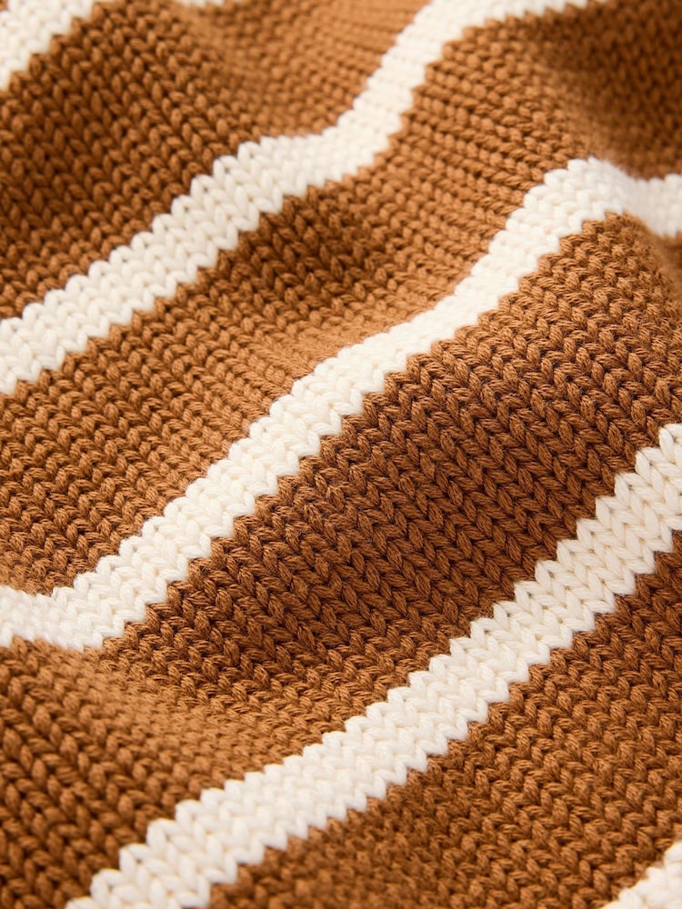 Boden Brown Stripe Lucy Cotton V-Neck Jumper - Image 7 of 7