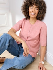 Cotton Traders Fine Knit Short Sleeve Cardigan - Image 3 of 4