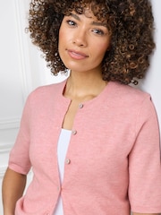 Cotton Traders Fine Knit Short Sleeve Cardigan - Image 4 of 4