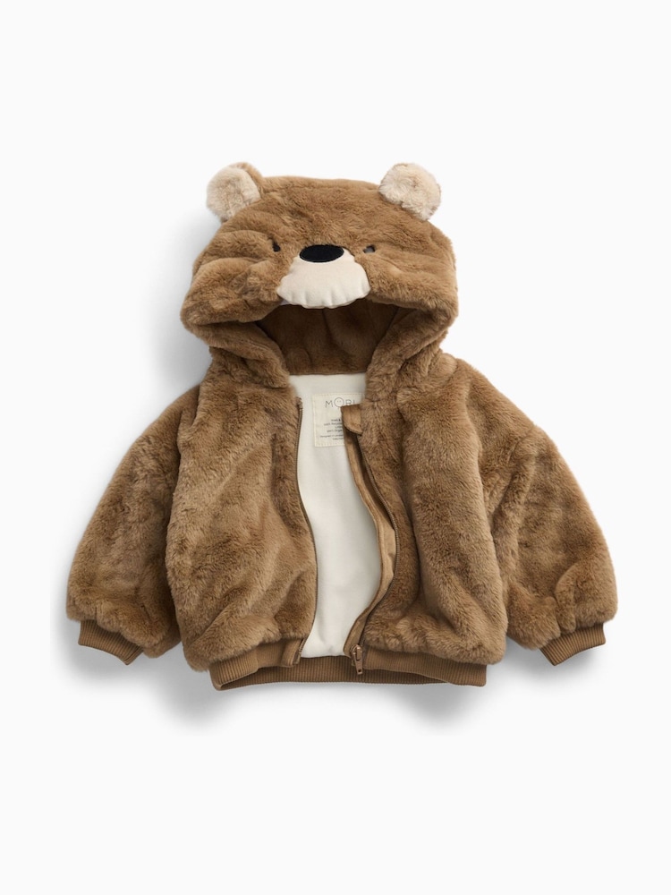 MORI Supersoft Fleece Lined Bear Faux Fur Hooded Jacket - Image 1 de 3