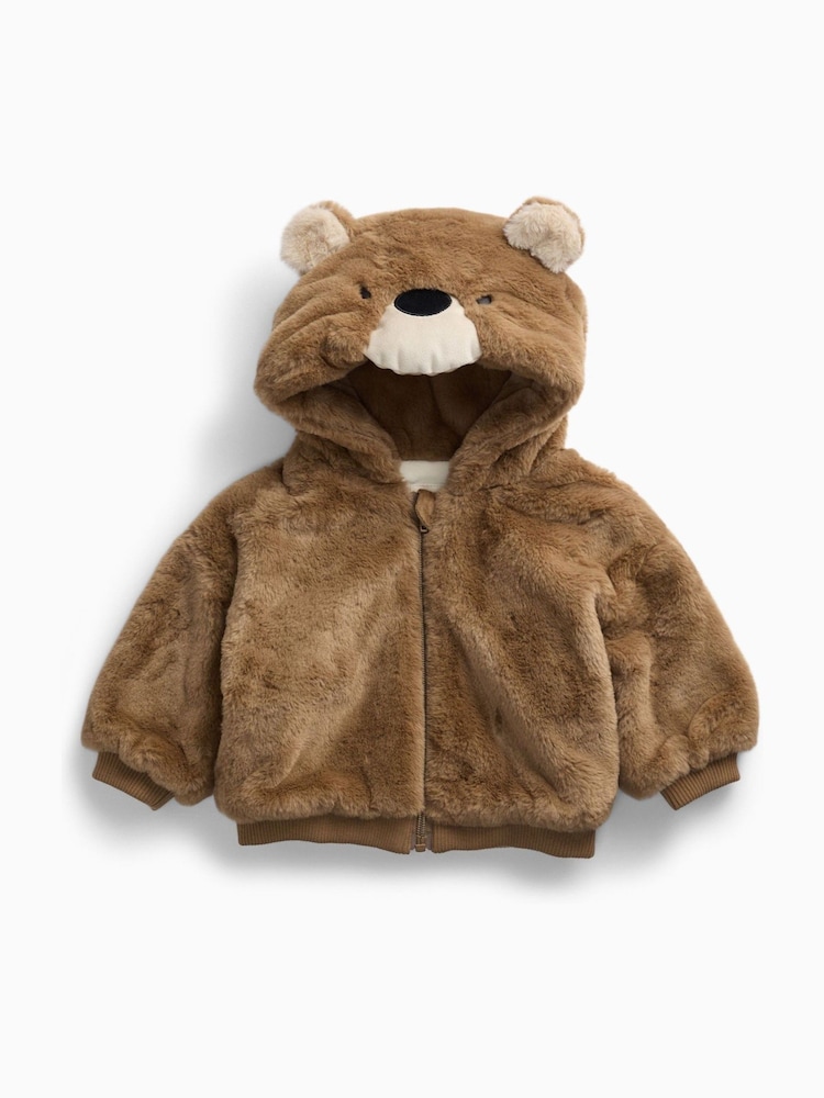 MORI Supersoft Fleece Lined Bear Faux Fur Hooded Jacket - Image 2 de 3