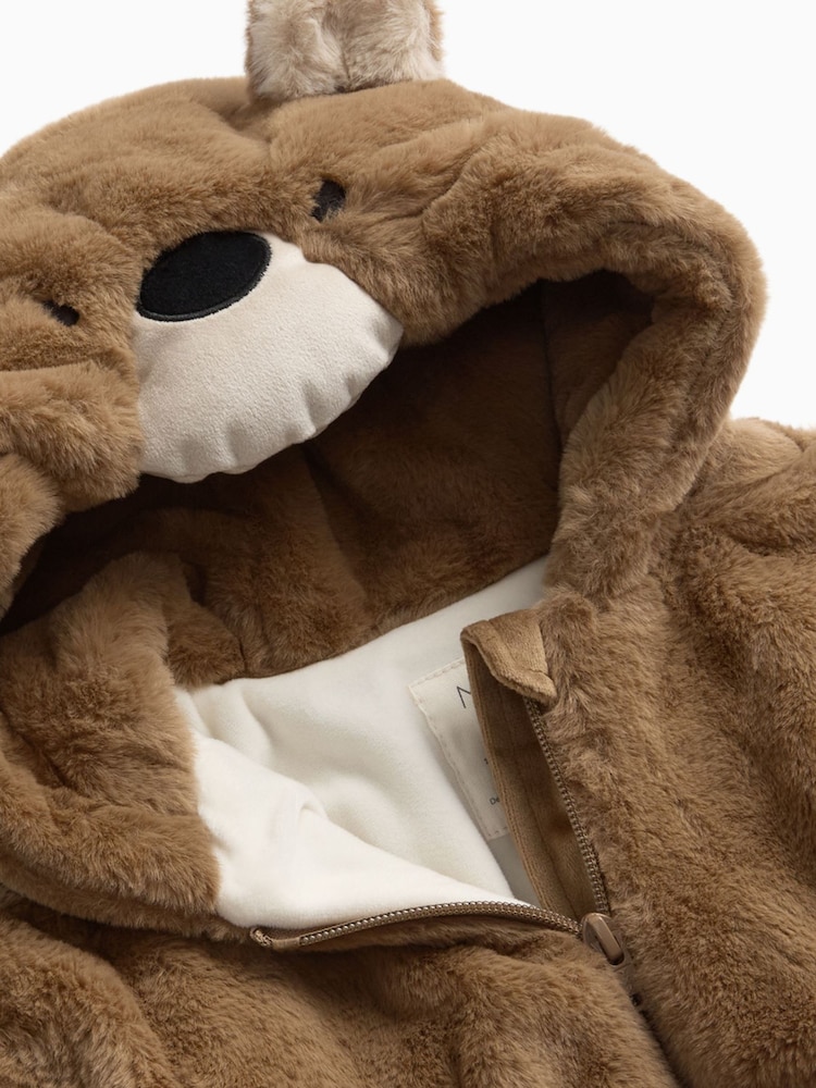 MORI Supersoft Fleece Lined Bear Faux Fur Hooded Jacket - Image 3 de 3