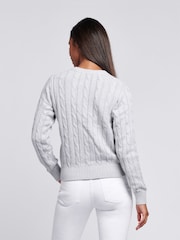 U.S. Polo Assn. Grey Crew Neck Cable Knit Jumper - Image 2 of 7