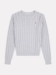 U.S. Polo Assn. Grey Crew Neck Cable Knit Jumper - Image 5 of 7