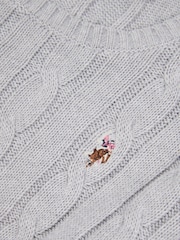 U.S. Polo Assn. Grey Crew Neck Cable Knit Jumper - Image 7 of 7
