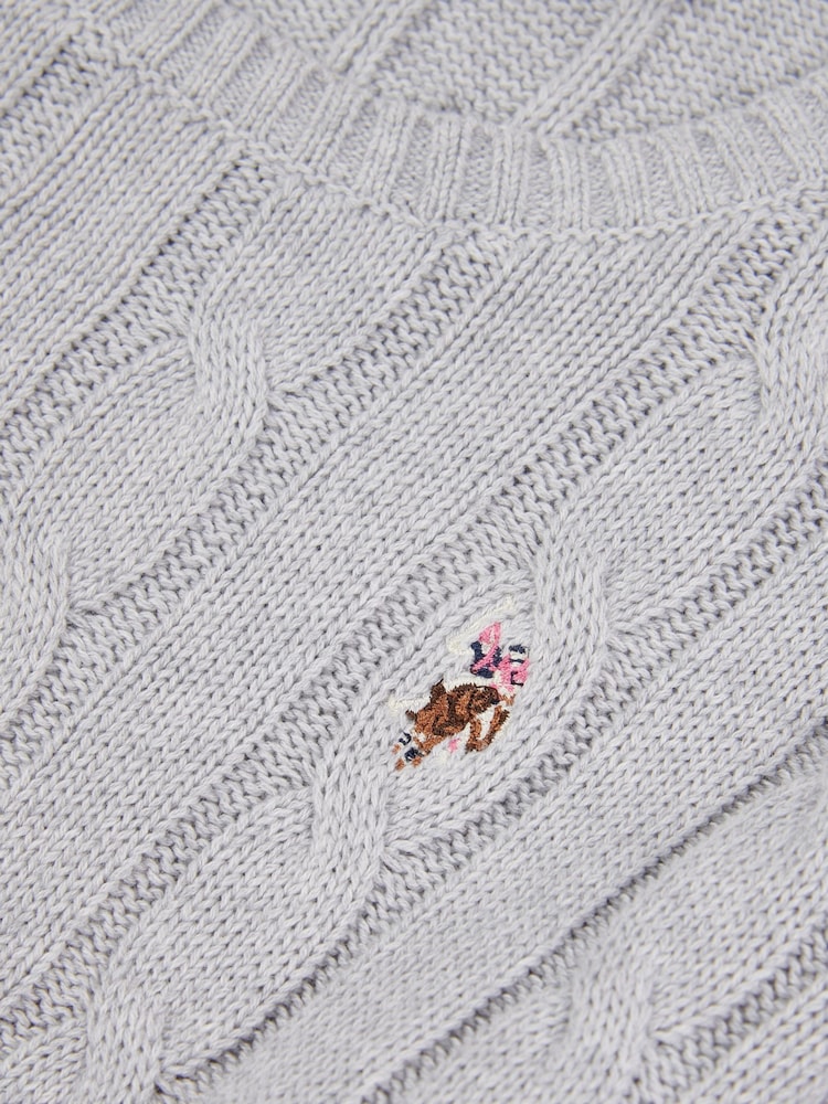 U.S. Polo Assn. Grey Crew Neck Cable Knit Jumper - Image 7 of 7 U.S. Polo Assn. Grey Crew Neck Cable Knit Jumper - Image 7 of 7