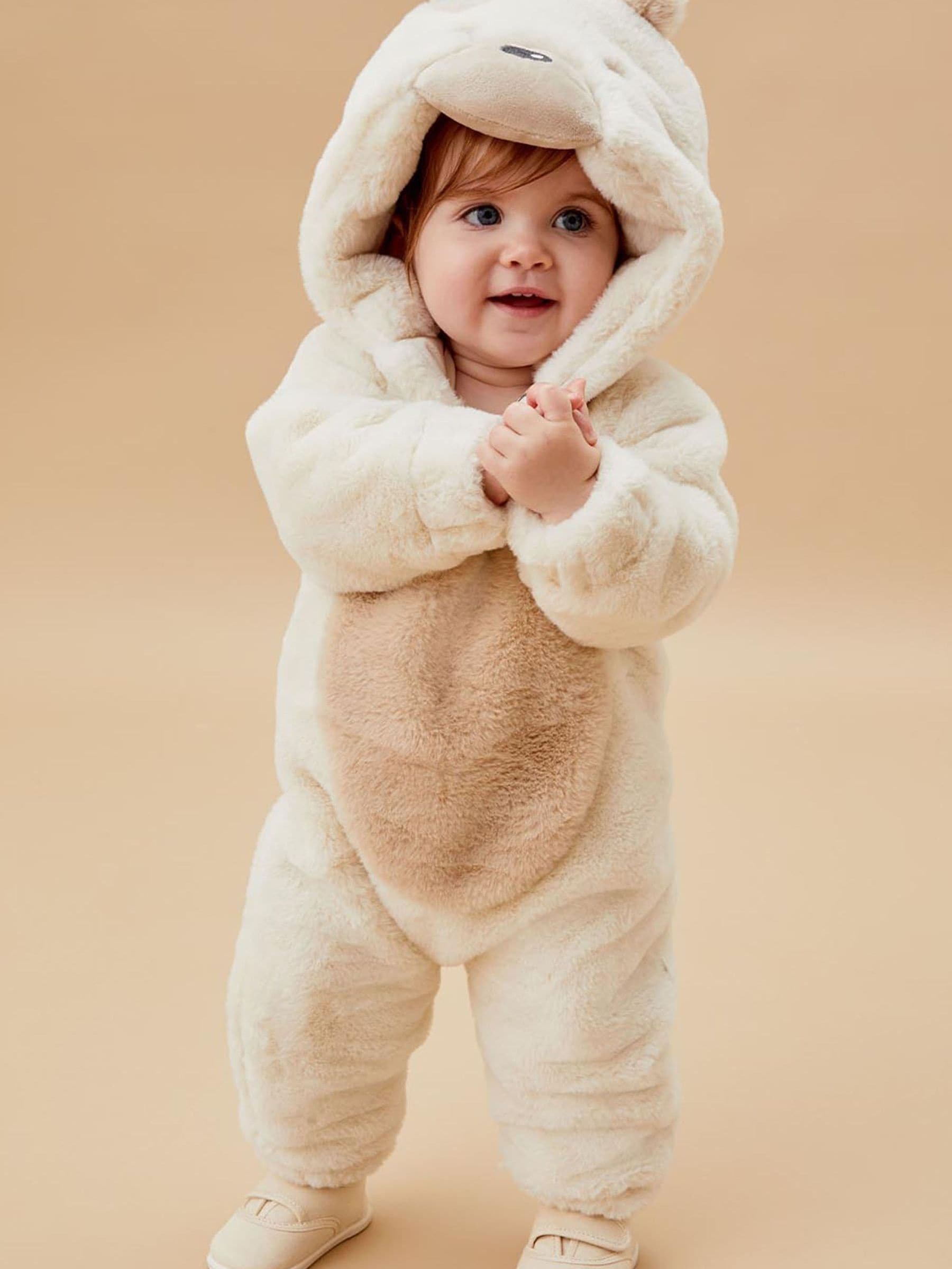 MORI Cream Supersoft Fleece Lined Polar Bear Faux Fur Pramsuit