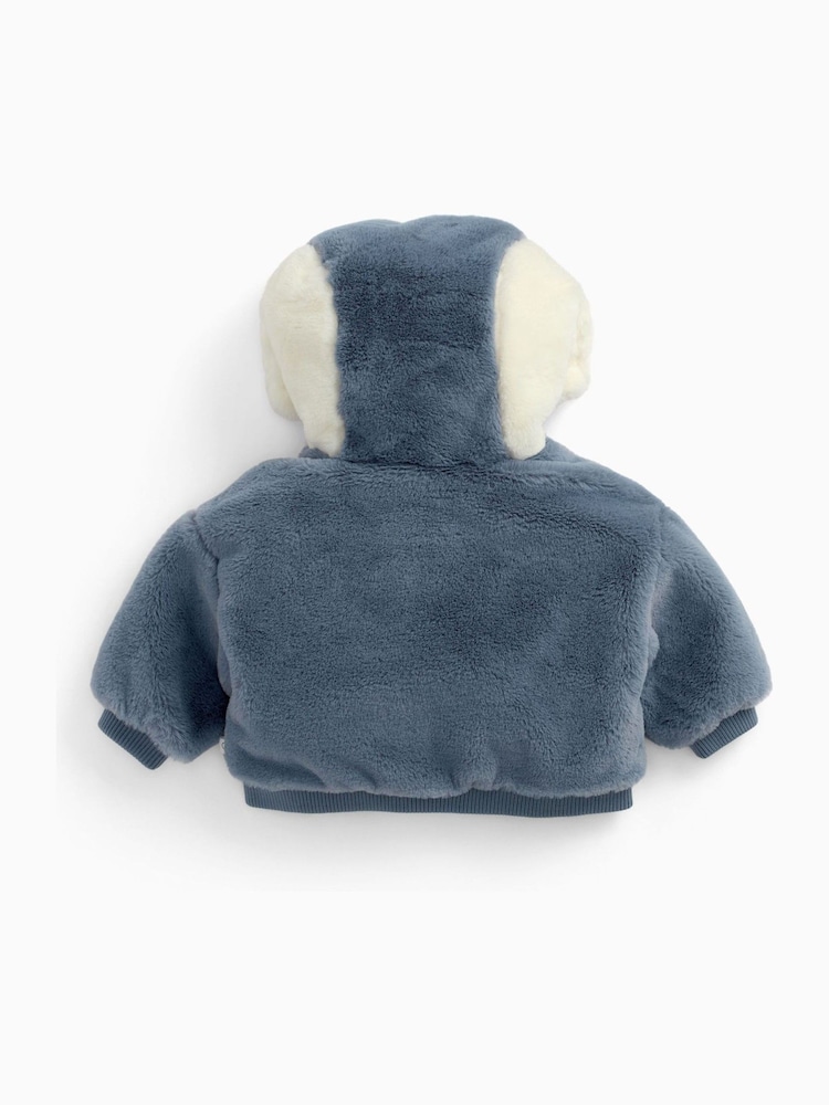 MORI Blue Supersoft Fleece Lined Penguin Faux Fur Hooded Jacket - Image 3 of 3 MORI Blue Supersoft Fleece Lined Penguin Faux Fur Hooded Jacket - Image 3 of 3