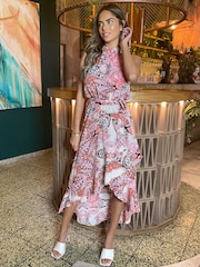 AX Paris Halterneck Dipped Hem Midi Dress - Image 4 of 4