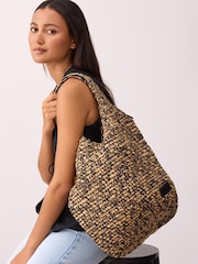 Monochrome Straw Shoulder Bag - Image 1 of 8