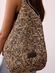 Monochrome Straw Shoulder Bag - Image 3 of 8
