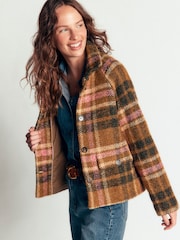 Boden Green Short Funnel Neck Wool Coat - Image 1 of 7