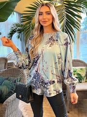 AX Paris Blue Printed Long Sleeve Top - Image 2 of 2