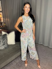AX Paris Multi Printed Sleeveless Knot Front Jumpsuit - Image 1 of 4